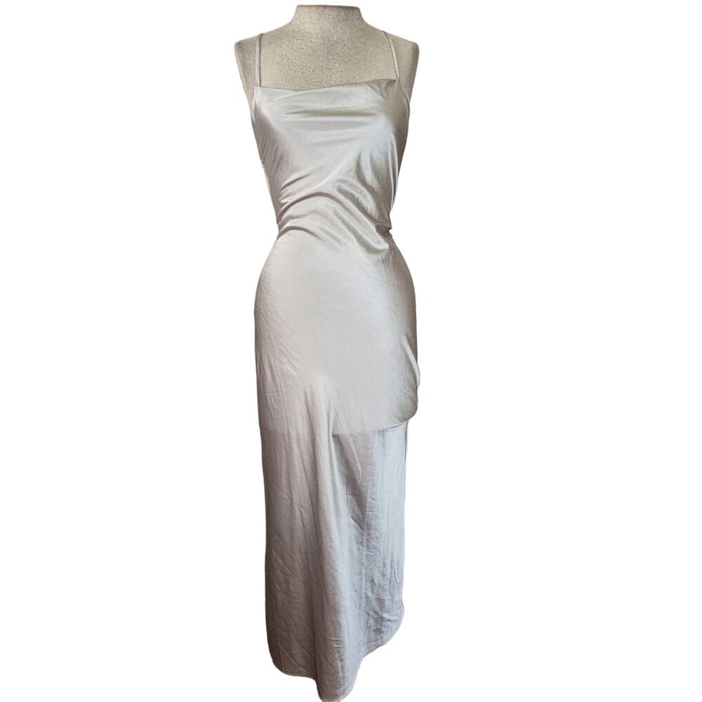 Farrow Gold Satin Strappy Back Cocktail Dress Size Small